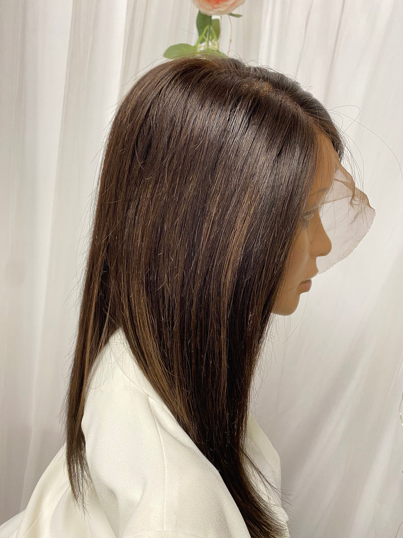 Grace (bonnet M dentelle marron)