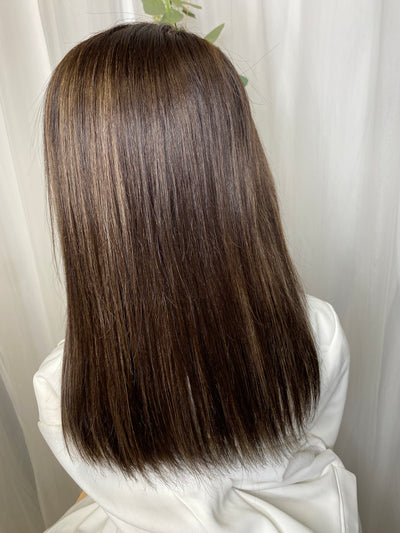 Grace (bonnet M dentelle marron)