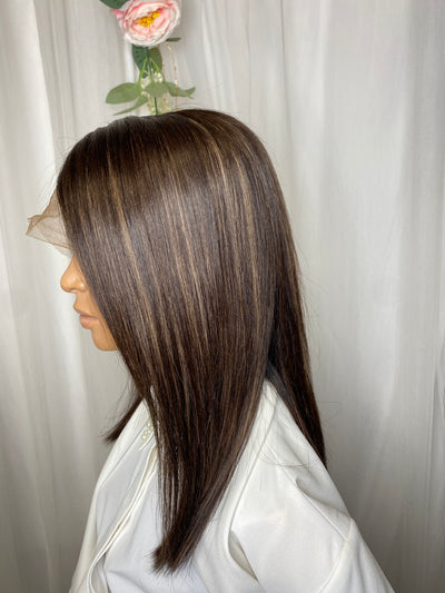 Grace (bonnet M dentelle marron)
